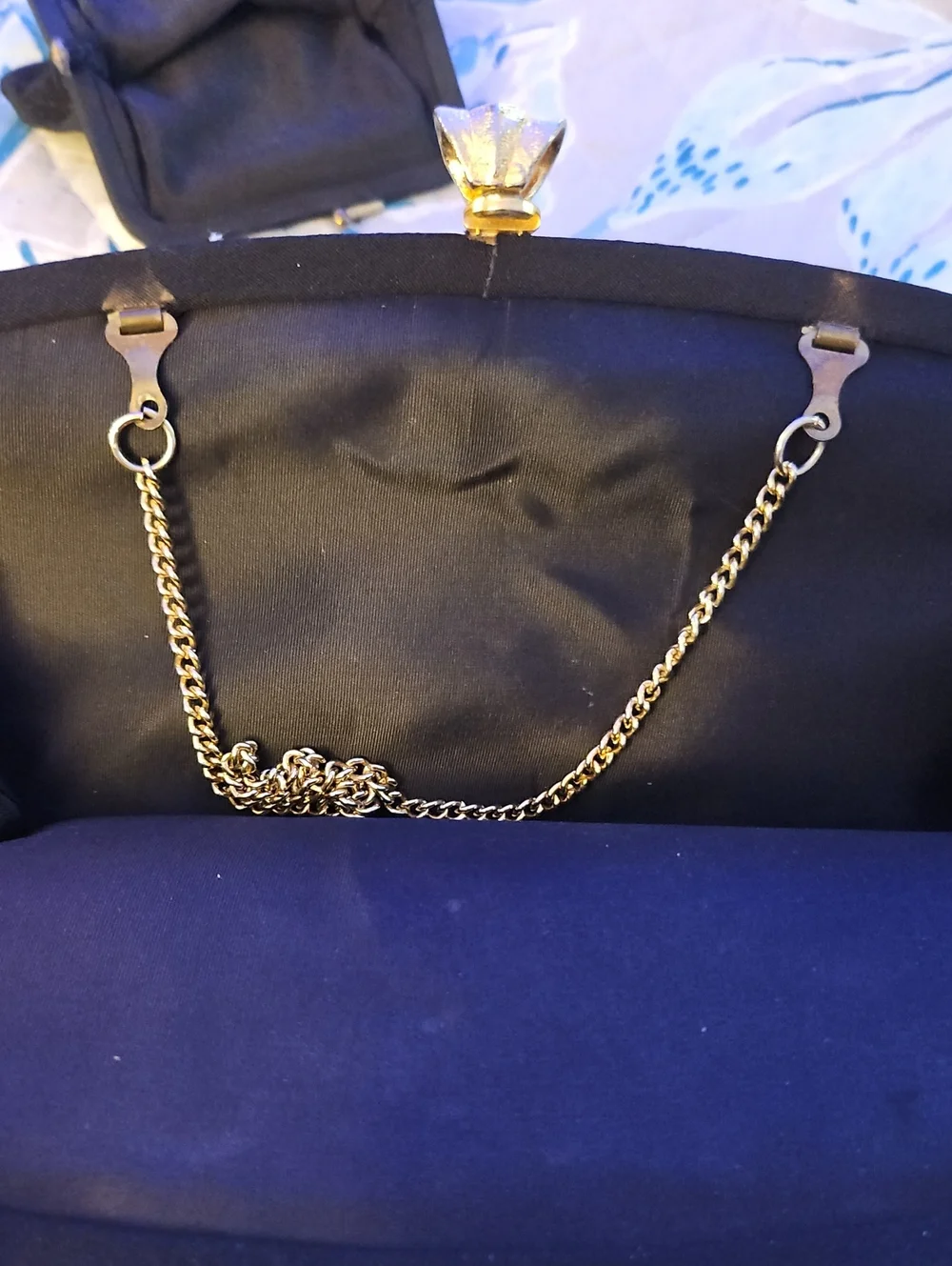 Vintagr Raw SilkBlack Quilted Clutch with Gold Chain Strap And Mini Coin Pouch